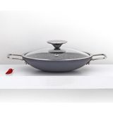 Bonera Cam Kapaklı Pro Plus Granit Braising Tava - 20 cm - Gri