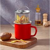 Bonera Emaye Derin Kızartma Tavası - 12cm Kırmızı