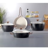 Bonera Florenza 7 Parça 20-24-26 cm Siyah Granit Tencere Tava Seti