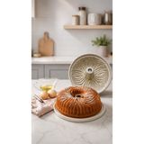 Bonera Granit Döküm Desenli Kek Kalıbı 25 cm - Krem - Yanmaz Yapışmaz
