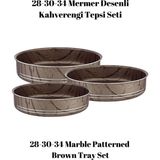 Bonera Montella 3’lü Yapışmaz Fırın Tepsisi Seti (28-30-34 cm) - Kahverengi Mermer Desenli
