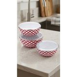 Bonera Olbia Emaye 6 Parça Saklama Kabı (16-18-20 Cm) - Emaye Kapaklı - Standart - Beyaz