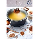Bonera Vogue Granit Tencere 20 cm - Ahşap Kulp - Cam Kapak