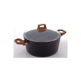 Bonera Vogue Granit Tencere 22 cm - Ahşap Kulp - Cam Kapak