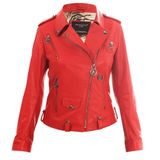 Bonesmen Biker Pudra Pembe Metal Bones Deri Ceket