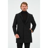 Bonesti Erkek Dar Kalıp Slim Fit Siyah Kaşe Kaban, Mont - 46