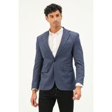 Bonesti Erkek Slim Fit Blazer Ceket Mavi - 50 - 6 Drop - Koyu Mavi - Beyaz