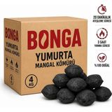 Bonga Briket Yumurta Kömür - 4 kg Sıkıştırılmış %100 Doğal Barbekü Mangal Kömürü - Siyah - 1 Adet