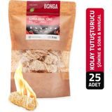 Bonga Şömine ve Mangal Tutuşturucu 25 Adet 350 gr - Jel Ve Çıra Alternatifi Doğal Odun Yünü