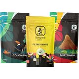 Bongardi Coffee Yöresel Filtre Kahve Seti 3'lü Kolombiya Guetemala Klasik Filtre - 200 gr - Kağıt ve Metal Filtre