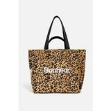 Bonheur N°4 Kanvas Çanta Leopard Tasarım Koleksiyonu ile Çok Renkli Dayanıklı Materyal 33 x 38 cm