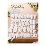 boniboo 40’lı Taş Tozu Boyama Seti | 6’lı Boya + 2 Fırça | Çocuk Hobi Seti