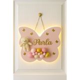 Bonika Bubble Ayıcıklı Ledli Kelebek Bebek Kapı Süsü - Hastane Bebek Kapı Süsü