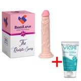 Bonilove 15 Cm Anal ve Vajinal Kullanıma Uygun Ten Dokusunda Yumuşak Realistik Dildo+Kayganlaştırıcı