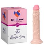 Bonilove 15 Cm Damarlı Görünümü Esnek Yumuşak Testissiz Vantuzlu Realistik Dildo