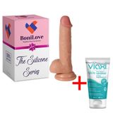 Bonilove Damarlı Ve Testisli Esnek Ve Bükülebilir+kayganlaştırıcı 17 Cm Realistik Dildo