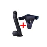 Bonilove Dildo 33 Cm Büyük Boy Belden Bağlamalı Realistik Siyah Penis
