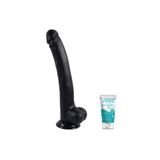 Bonilove Gerçekçi Yumuşak Dokulu 31 cm Dev Siyah Realistik Dildo +Jel