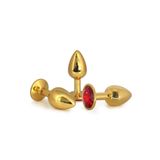 Bonilove Gold Renk Taşlı 3 Farklı Boyutta Anal Plug Seti