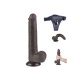 Bonilove Hareketli Dış Yüzey Özel Seri Ultra Yumuşak 22 Cm Realistik Belden Bağlamalı Dildo