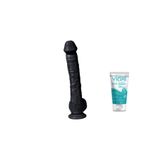 Bonilove Kalın Damarlı Siyah Dildo 33 Cm Ve Kayganlaştırıcı Jel