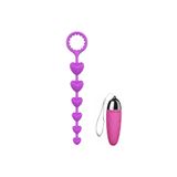 Bonilove Lıly Pürüzsüz Yüzey Tasarımlı 23 Cm Kalp Şekilli Anal Zevk Boncukları+mini Vibratör