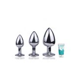 Bonilove Taşlı 3 Farklı Boyutta Metal Anal Plug Seti+Jel