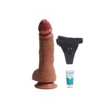 Bonilove Ten Dokusunda Tasarlanan Çift Katmanlı 22 Cm Realistik Yapay Strap On Dildo+Jel
