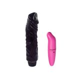 Bonilove Titreşimli 22 Cm Damarlı Siyahi Vibratör+Mini Vibratör