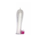 Bonilove Titreşimli Tırtıklı Şeffaf Penis Kılıfı-Pembe