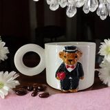 Bonita Bon Luxe 3D Kabartma El Emeği Göz Nuru Damat Teddy Bear Seramik Mug BARDAK 400 ml - 1 Adet - 400 ml