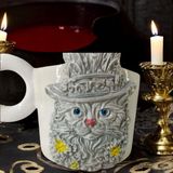 Bonita Bon Luxe 3D Kabartma El Emeği Göz Nuru Gotik Kedi Seramik MUG 200 ml - 1 Adet - Açık Gri