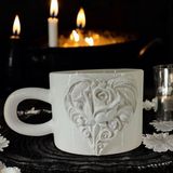Bonita Bon Luxe 3D Kabartmalı El Emeği Göz Nuru Özel Tasarım Gotik Kalp Seramik MUG 200 ml Hediye Paketi Yapılır - Beyaz