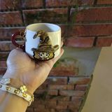 Bonita Bon Luxe Harry Potter Hermione 3D Kabartmalı 2026 Charm Hediyeli El Yapımı Seramik Harry Potter Hermione Kupa Mug - Açık Kahverengi
