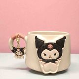 Bonita Bon Luxe "sınırlı Sayıda"3d Kabartmalı Charm Hediyeli El Yapımı Seramik Kuromi Kupa Mug Hediye Paketi Yapılır - 001 - Beyaz - 1 Adet