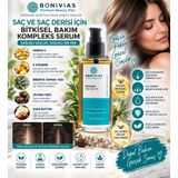 Bonivias Saç ve Saç Derisi İçin Bitkisel Bakım Kompleks Serum Omega 6 & E Vitamini, Biberiye Yaprak Yağı, Jojoba, Shea Butter - Şeffaf
