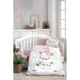 Bonjardin Home Dijital Baskılı 3D Pamuklu Bebek Nevresim Takımı - 100 x 150 cm - Beyaz - Pembe
