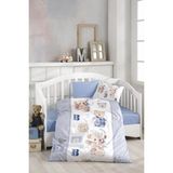 Bonjardin Home Dijital Baskılı 3D Pamuklu Bebek Nevresim Takımı - 100 x 150 cm - Mavi - Beyaz