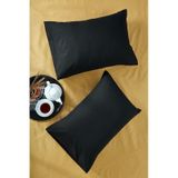 Bonjardinhome %100 Pamuklu Siyah Iki Adet 50x70 Yastık Kılıfı Sarı Sarı