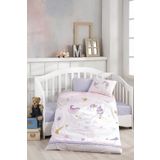 BONJARDİNHOME Kız Çocuk Mor Dijital Baskılı 3d Pamuklu Bebek Nevresim Takımı