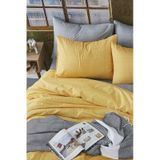 BonjardinHome Tek Kişilik Çift Taraflı Nevresim Takımı %100 Pamuk Sarı Gri