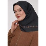 Bonjela Soft Eşarp Minimal Çiçek Desen Antrasit
