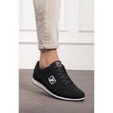 Bonjey Unisex Sneaker Siyah Süet Günlük Ortopedik Taban Düz Topuklu Cırt Bantlı Ayakkabı