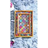 Bonjour Ahşap Damalı ve Mangala Desenli 2 Boy Servis Sunum Tepsisi Çay Kahve Sunumluk Tepsi Sofra Mutfak