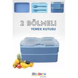 Bonjour Gift & Hobby 2 Bölmeli Dikdörtgen Taşınabilir Yemek Kabı Lunch Box Diyet Beslenme Kutusu Saklama Kabı