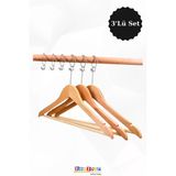 Bonjour Gift & Hobby 3'Lü Ahşap Askılık Kıyafet Askısı Etek, Gömlek, Pantolon