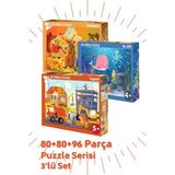 Bonkido 3 'lü Puzzle Set - 80, 80 ve 96 Parça Puzzle 4+Yaş