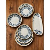 Bonna 8 Parça Viento Gourmet Flat Plate Vintage Sunum Set Desenli Servis & Yemek Tabağı Seti - Çok Renkli