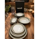 Bonna 9 Parça Cortado Spiral Gourmet Flat Plate 9 Parça Seramik Yemek & Sunum Takımı - Çok Renkli