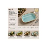 Bonna Aqua Gourmet Porselen Dikdörtgen Kayık Tabak, Turkuaz, Meze ve Sunum için, 12x8,5 cm